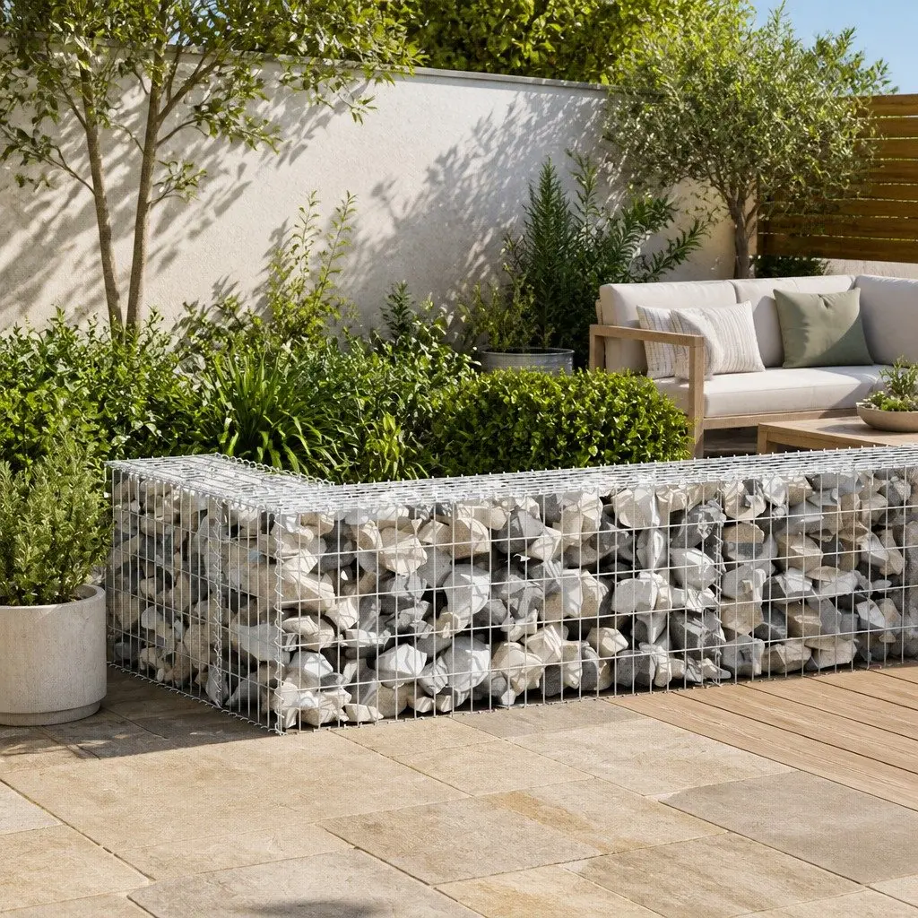 Gabion Wall Fence Panel for Garden 300x30x50 cm Silver