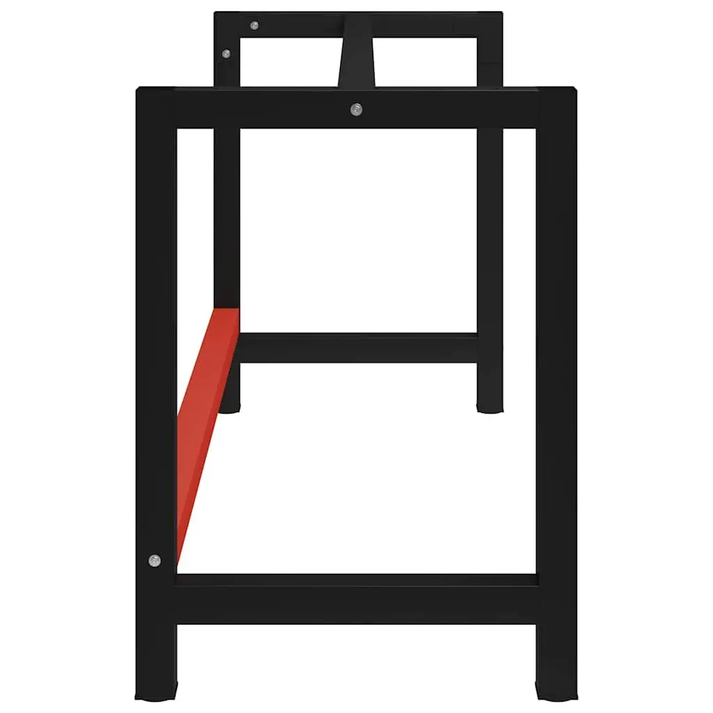 Metal Work Bench Frame Industrial Use Heavy Duty Size 150 x 57 x 79 cm Black Red Powder Coated