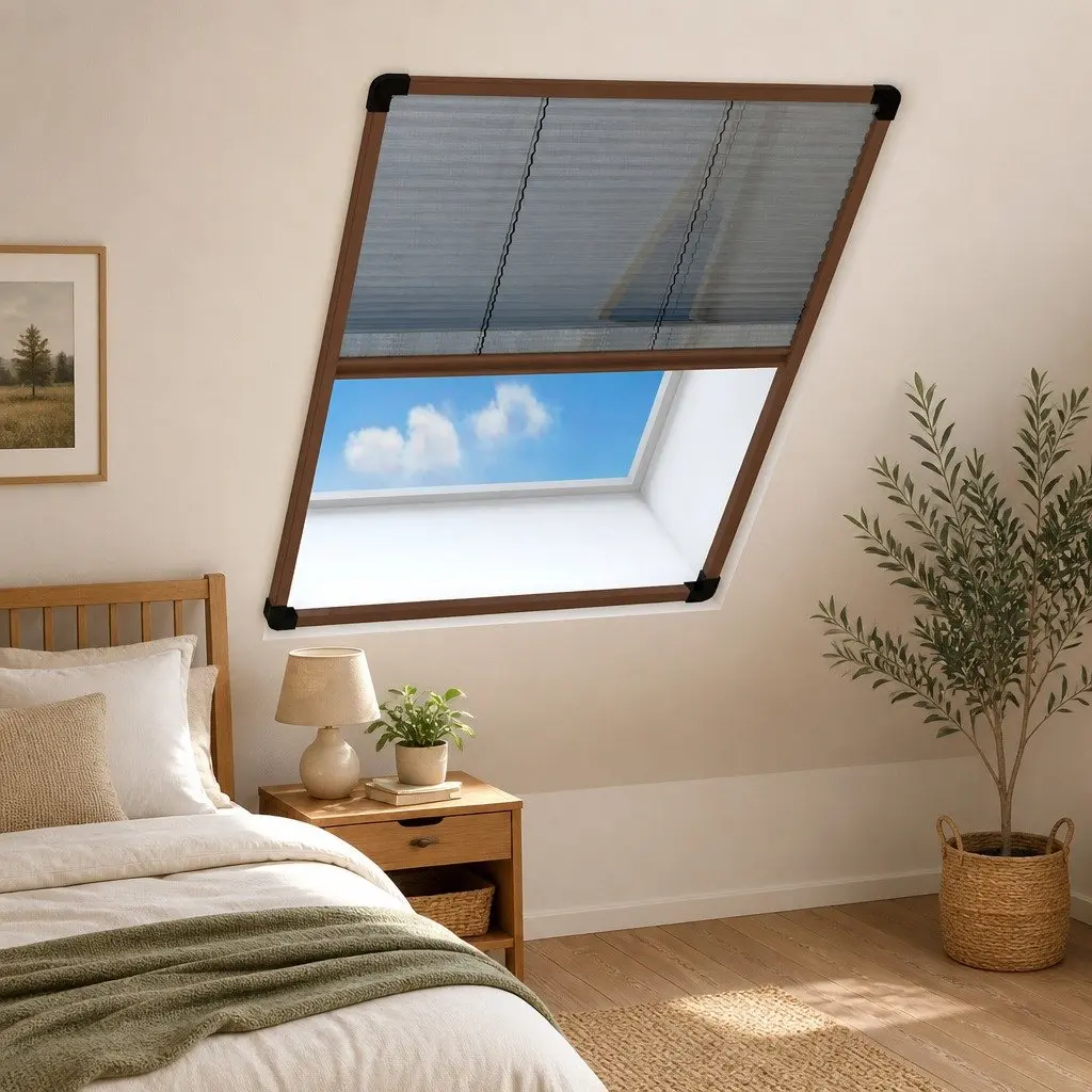 Brown Plisse Insect Screen for Windows 80x100cm