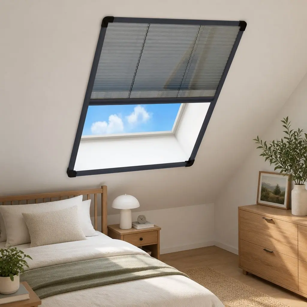 Plisse Insect Screen for Windows Aluminium Frame Anthracite 60x80cm Mesh
