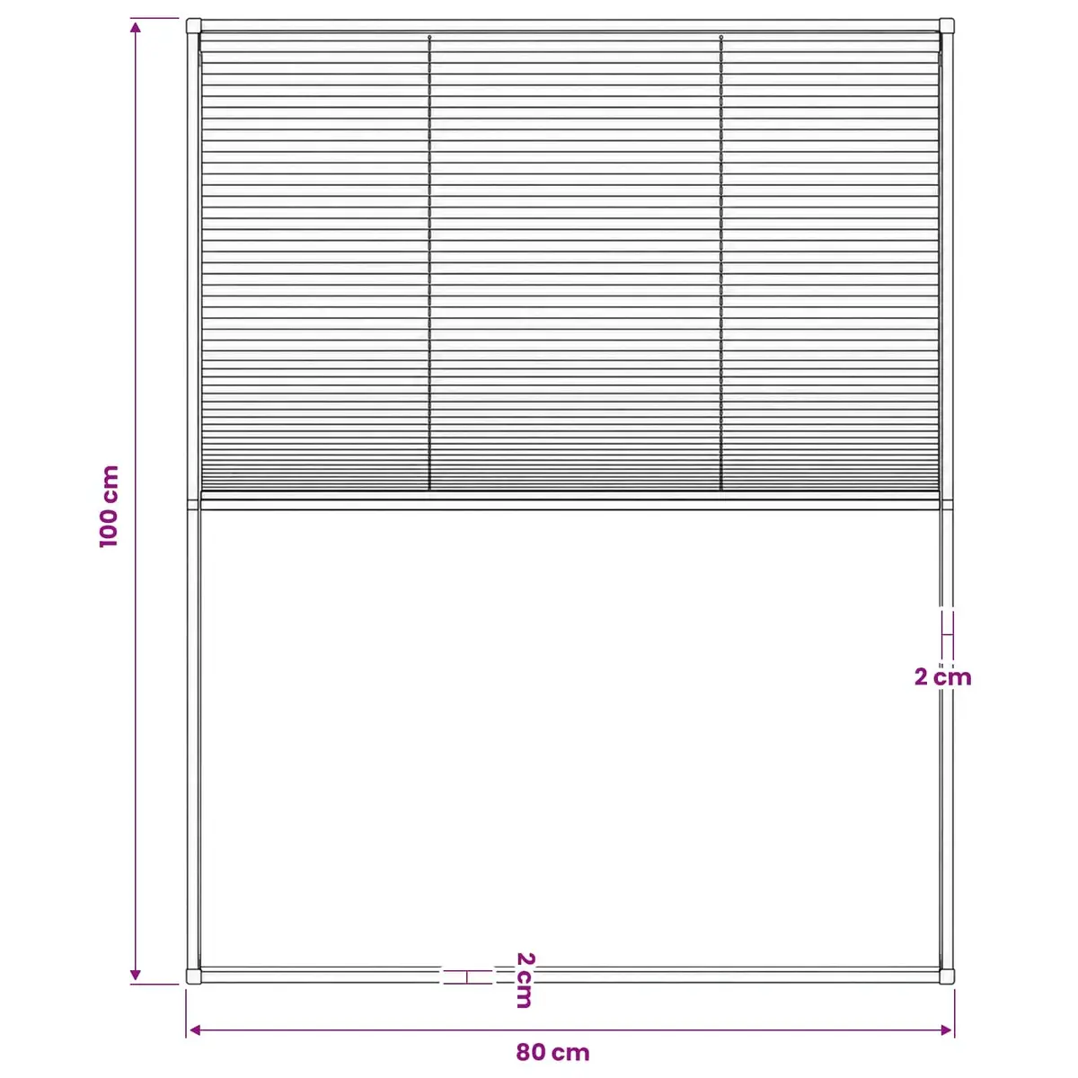 Plisse Insect Screen, Aluminium Frame, 80 x 100 cm