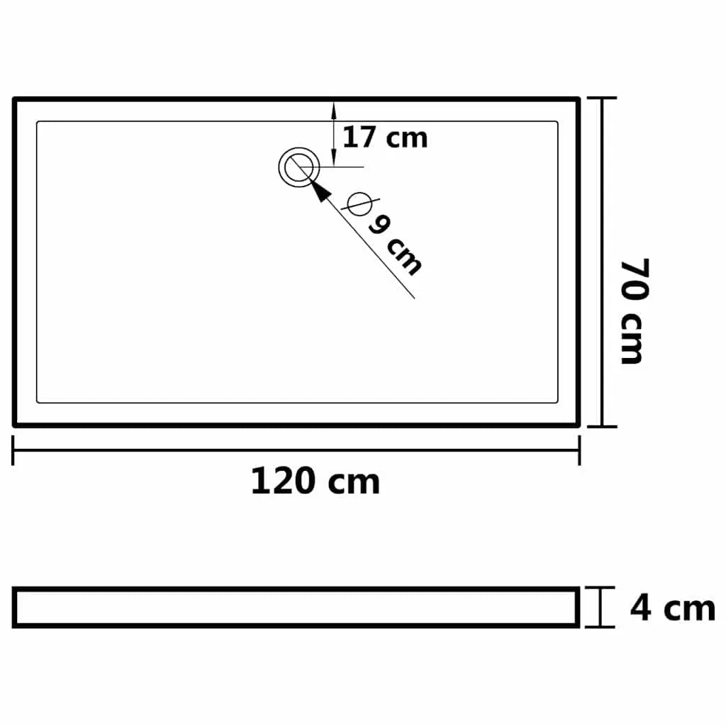 Rectangular Shower Base Tray White 70x120 cm Low Threshold Modern Bathroom