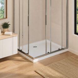 Rectangular Shower Base Tray White 80x90 cm Low Threshold Modern Bathroom