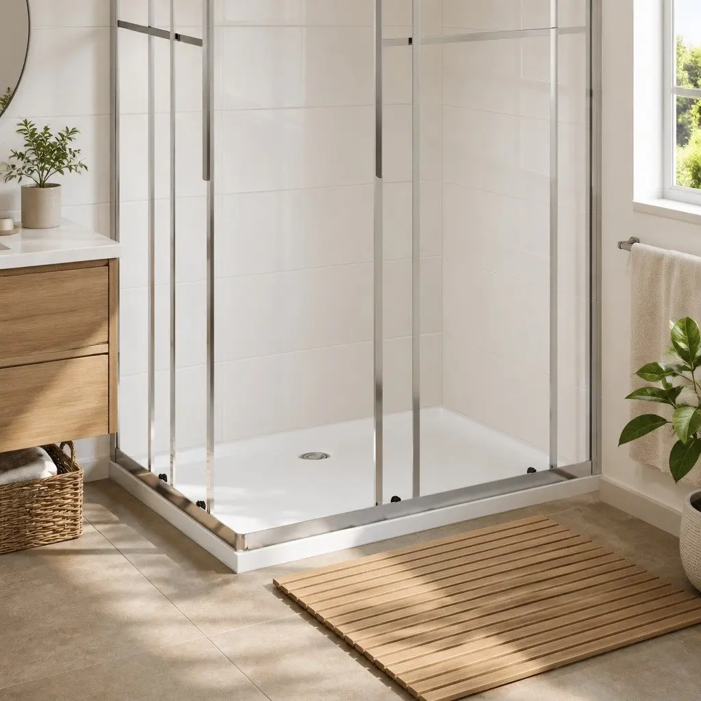 Rectangular Shower Base Tray, White, 80 x 110 cm