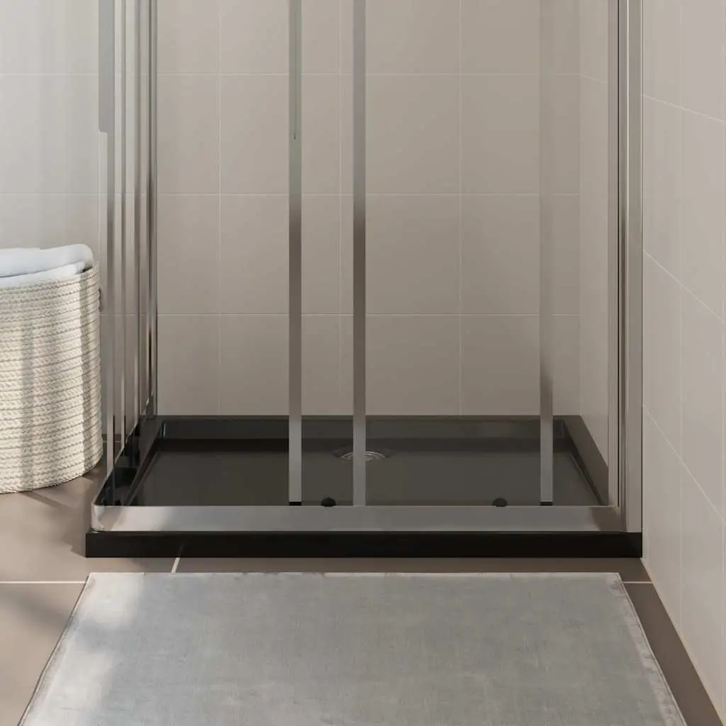 Rectangular Shower Base Tray Black 70x90 cm Low Threshold Modern Bathroom