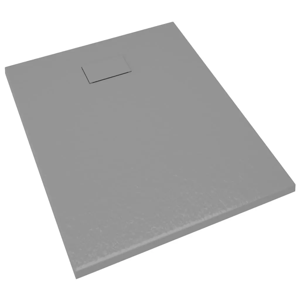 Shower Base Tray Grey Low Profile 100x80 cm Bathroom Skid Resistant Slate Stone