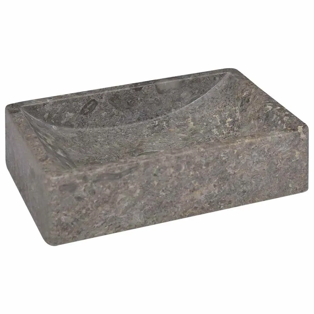 Bathroom Basin Marble Sink 45x30x12cm Grey High Gloss Modern Washroom Fixture