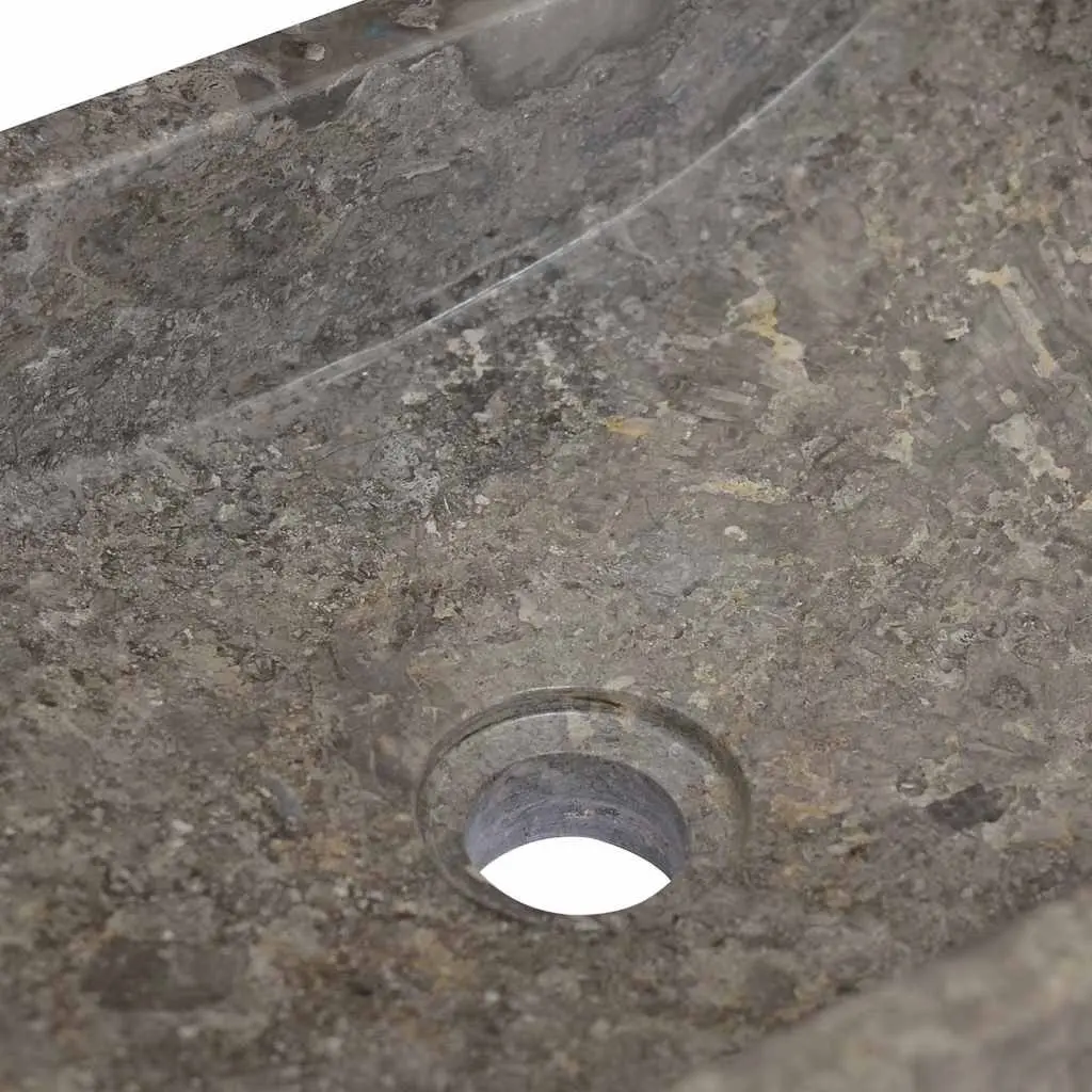Bathroom Basin Marble Sink 45x30x12cm Grey High Gloss Modern Washroom Fixture