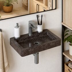 Black Marble Wall-mounted Basin Sink Specifications: 38x24x6.5 cm