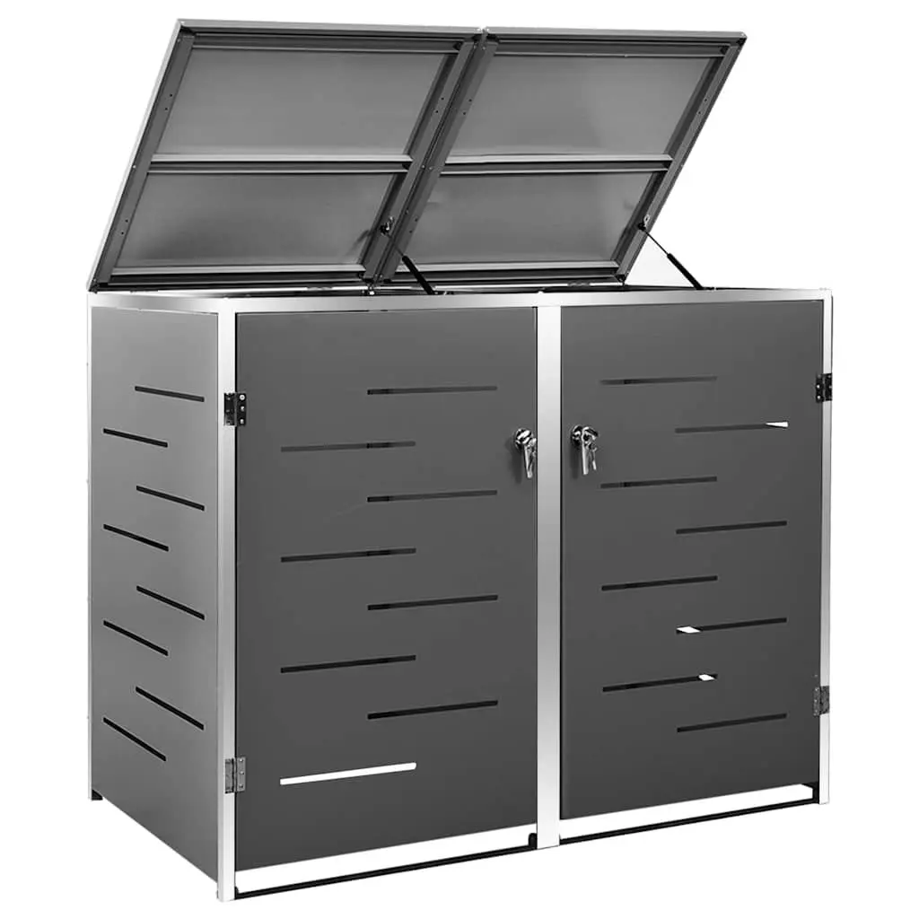 Double Wheelie Bin Shed 138x77.5x115cm Garden Waste Container Storage Enclosure