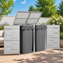 Double Wheelie Bin Shed Dimensions: 138 x 77.5 x 115 cm