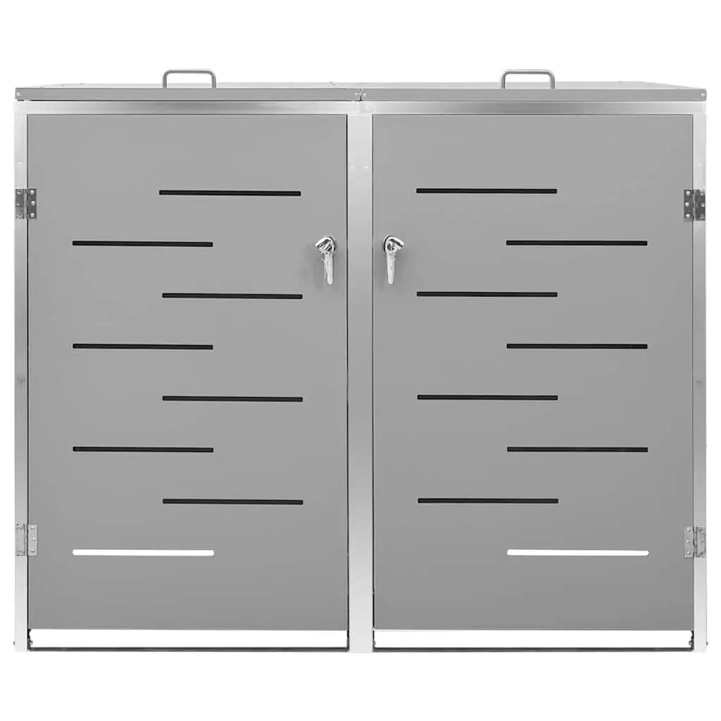 Double Wheelie Bin Shed Garden Use Grey Size 138 x 77.5 x 115 cm