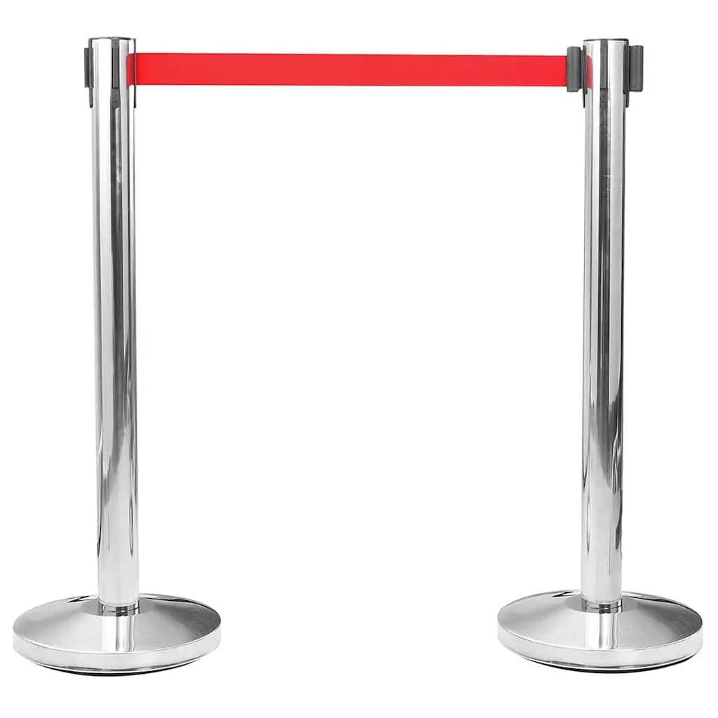 Safety Stanchions for Crowd Control and Queue Management 4 Piece Stainless Steel