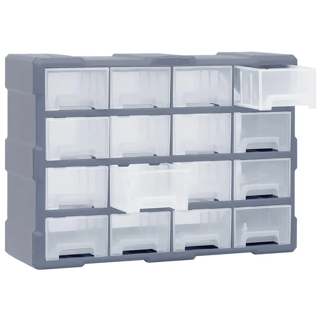 Multi-Drawer Organiser Tool Storage Box 16 Drawers Grey Hardware Cabinet