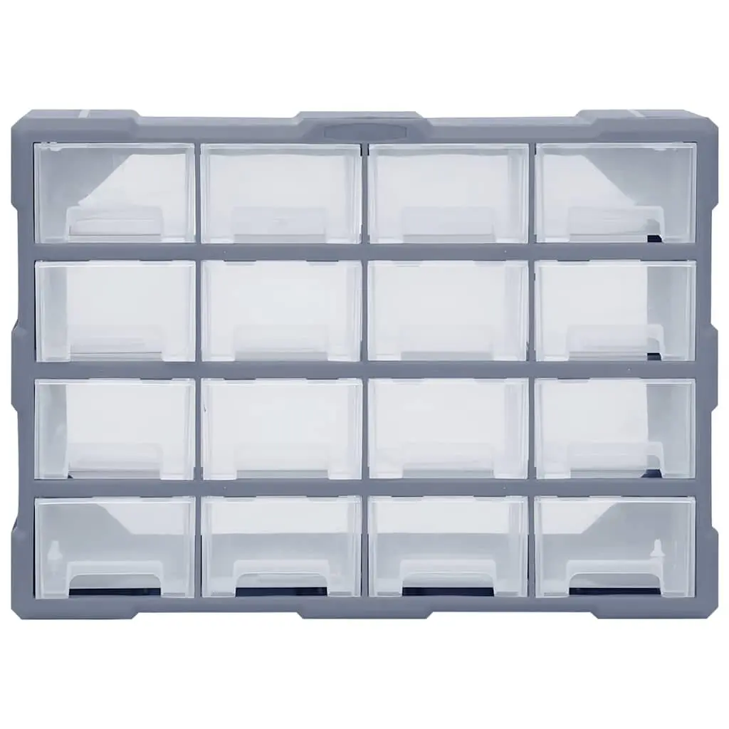 Multi-Drawer Organiser Tool Storage Box 16 Drawers Grey Hardware Cabinet