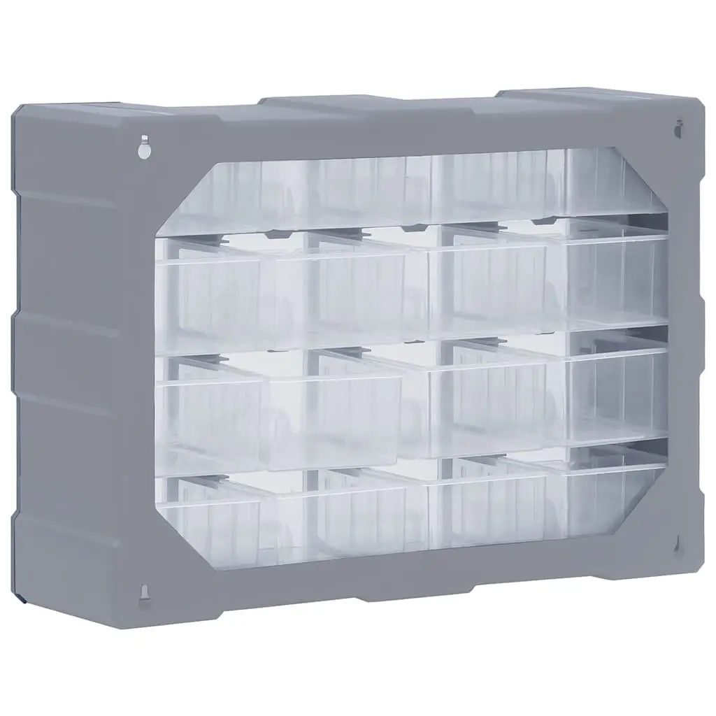 Multi-Drawer Organiser Tool Storage Box 16 Drawers Grey Hardware Cabinet