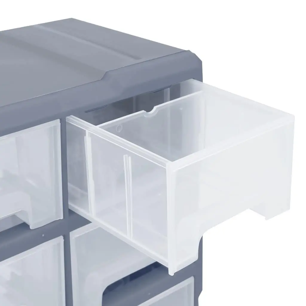 Multi-Drawer Organiser Tool Storage Box 16 Drawers Grey Hardware Cabinet