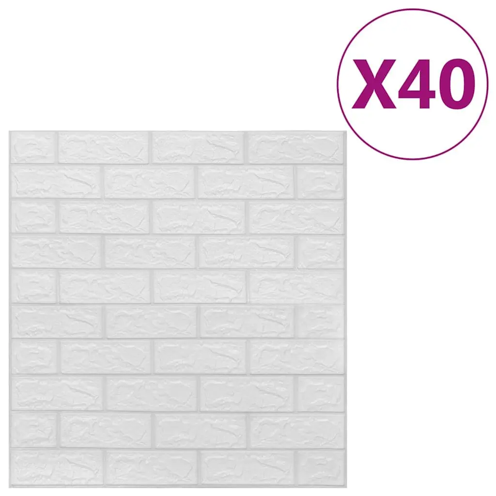 3D Brick Wallpaper Self-Adhesive Wall Stickers White Home Decor Panels 40 Piece