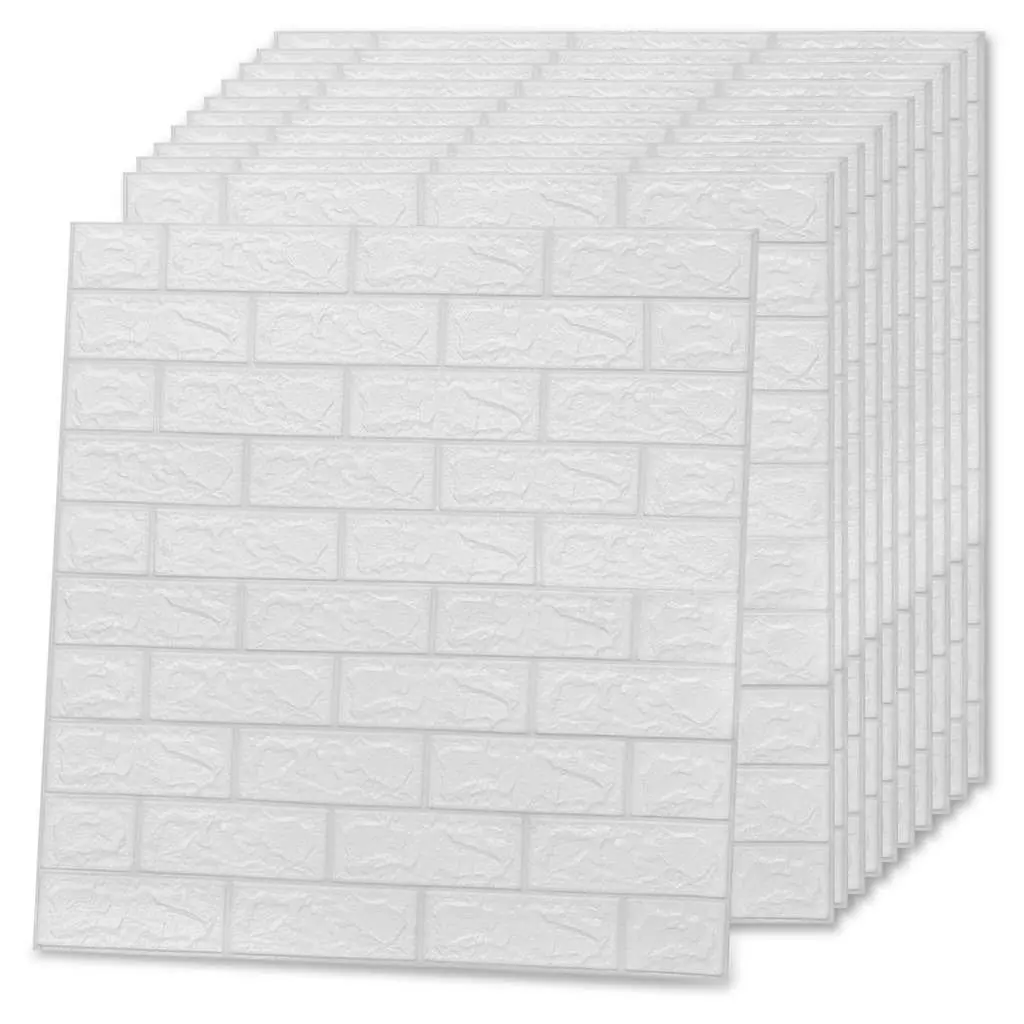 3D Brick Wallpaper Self-Adhesive Wall Stickers White Home Decor Panels 40 Piece