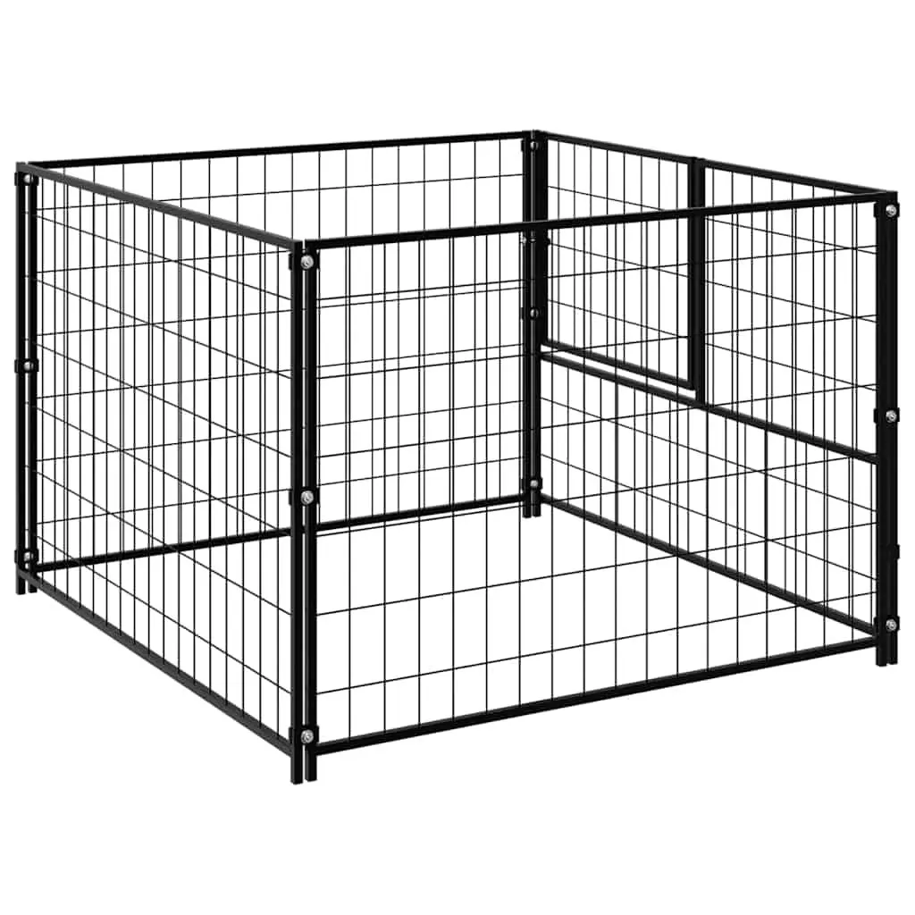 Outdoor Dog Exercise Pen Steel Wire Mesh Enclosure 100 x 100 x 70 cm Black