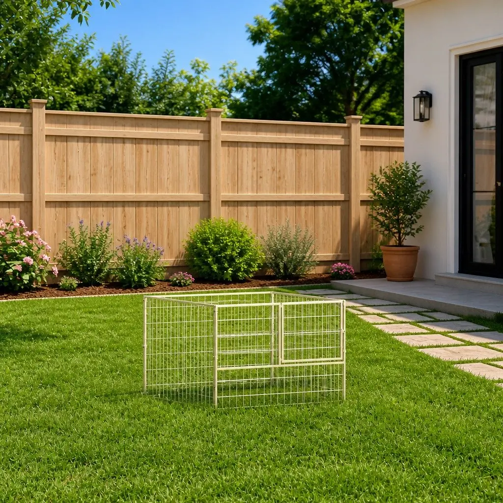 Dog Kennel Outdoor Silver Steel Wire Mesh Exercise Pen 100 x 100 x 70 cm