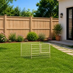 Dog Kennel Silver Outdoor Pet Enclosure Steel Wire Mesh Exercise Pen Cage Run