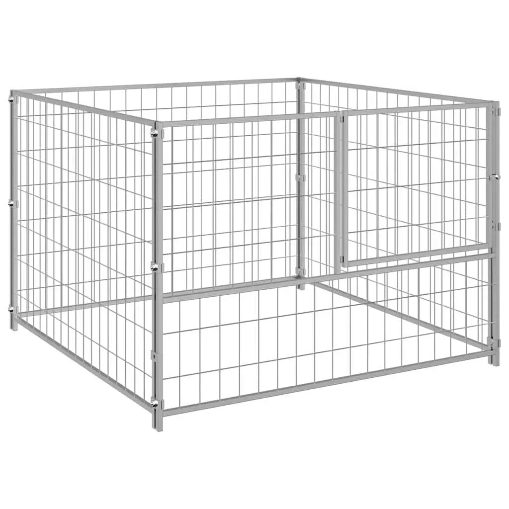 Dog Kennel Outdoor Silver Steel Wire Mesh Exercise Pen 100 x 100 x 70 cm