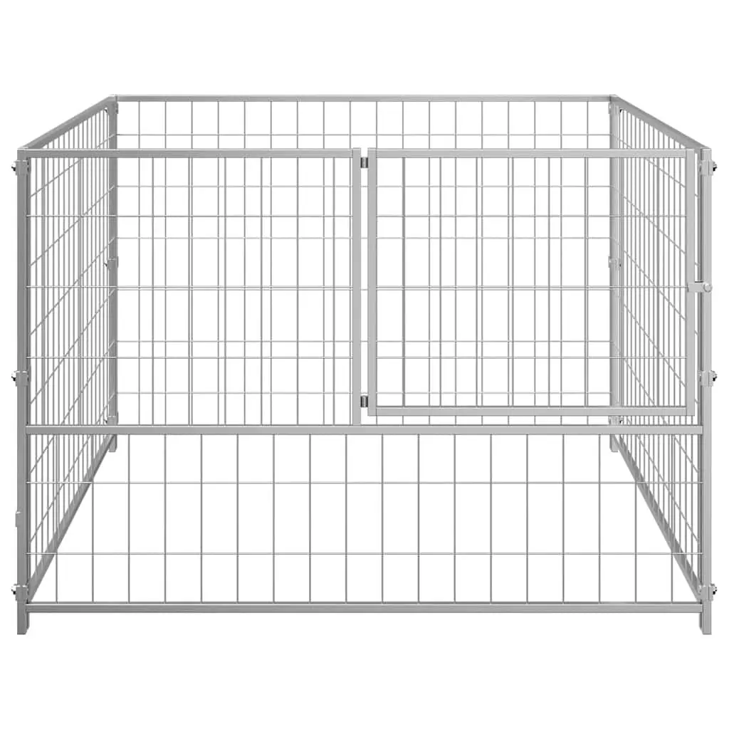 Dog Kennel Outdoor Silver Steel Wire Mesh Exercise Pen 100 x 100 x 70 cm