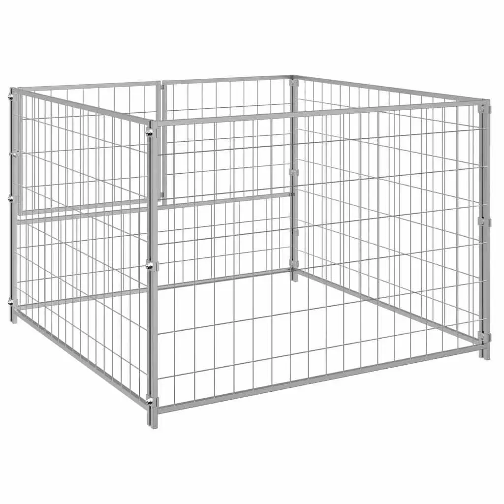 Dog Kennel Outdoor Silver Steel Wire Mesh Exercise Pen 100 x 100 x 70 cm