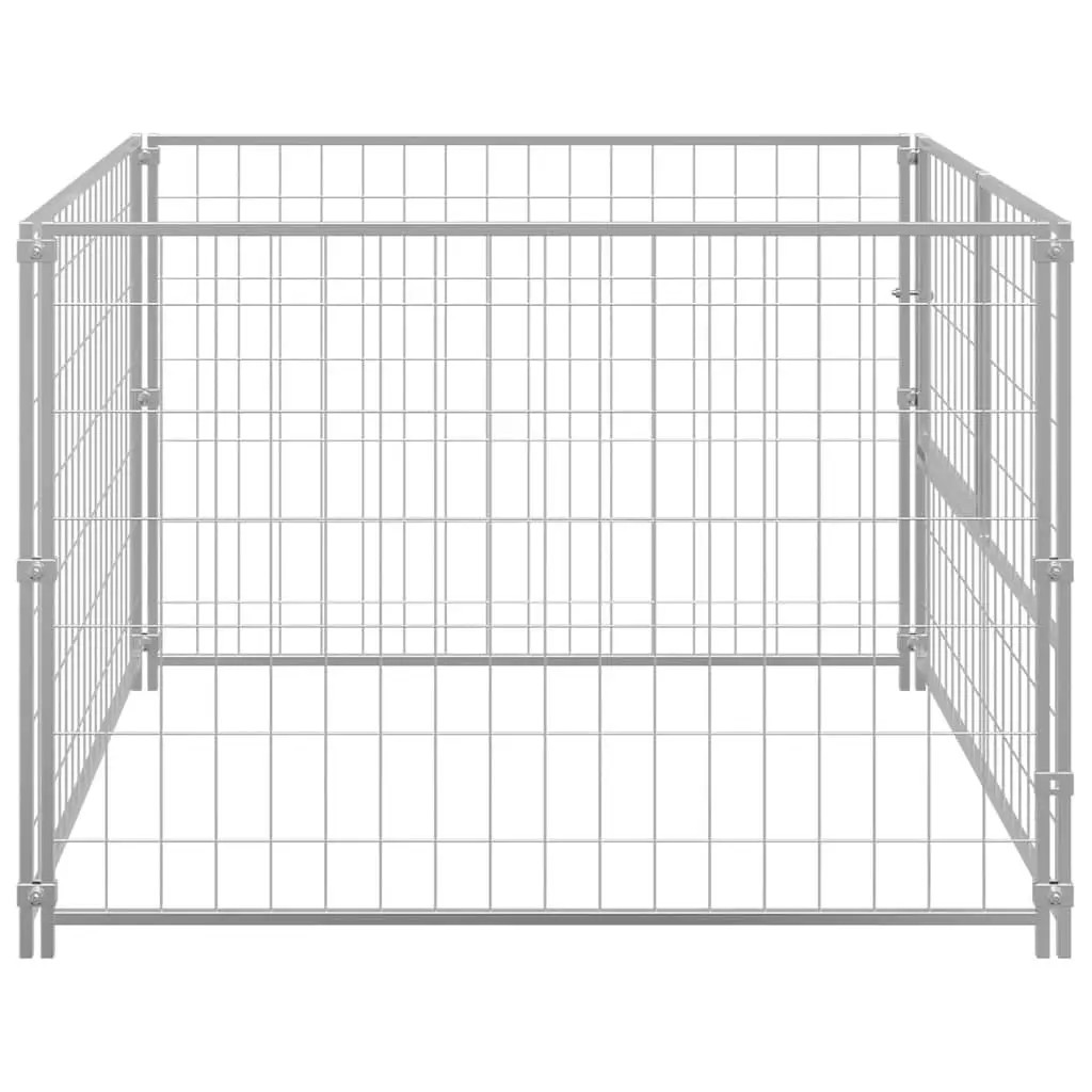 Dog Kennel Outdoor Silver Steel Wire Mesh Exercise Pen 100 x 100 x 70 cm