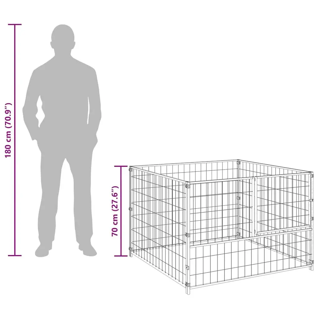 Dog Kennel Outdoor Silver Steel Wire Mesh Exercise Pen 100 x 100 x 70 cm