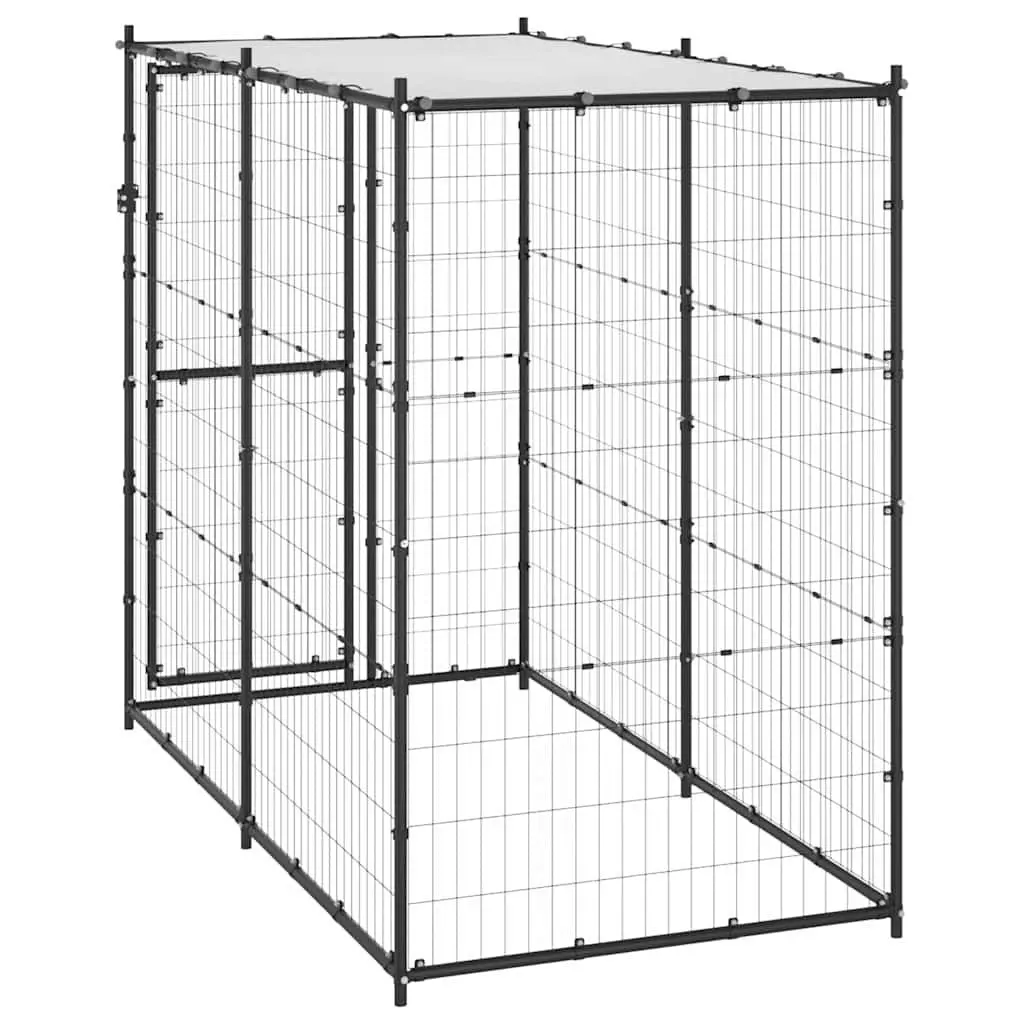 Dog Kennel Outdoor Steel Mesh Exercise Pen Run Enclosure with Roof Canopy