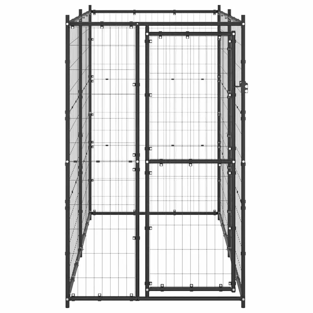 Black Steel Outdoor Dog Kennel Exercise Run Enclosure Pen Secure Lockable Door