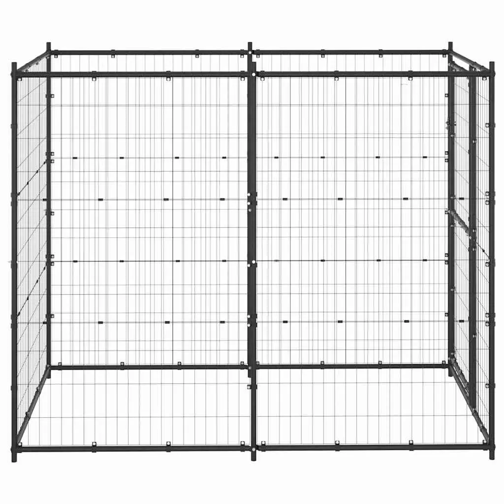 Black Steel Outdoor Dog Kennel Exercise Run Enclosure Pen Secure Lockable Door
