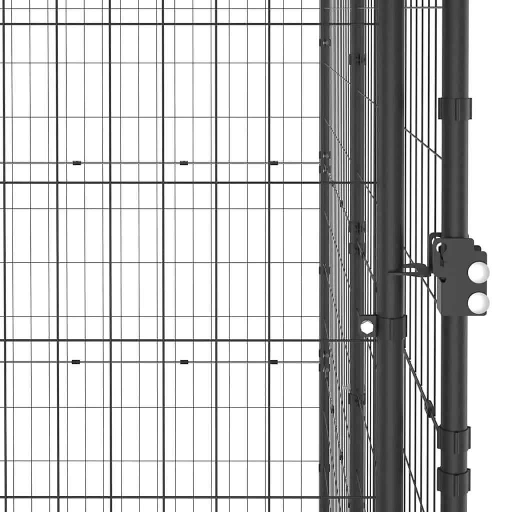 Black Steel Outdoor Dog Kennel Exercise Run Enclosure Pen Secure Lockable Door