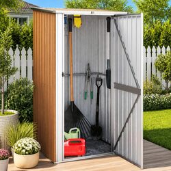 Garden Shed Specs: 118.5x97x209.5cm Galvanised Steel Storage