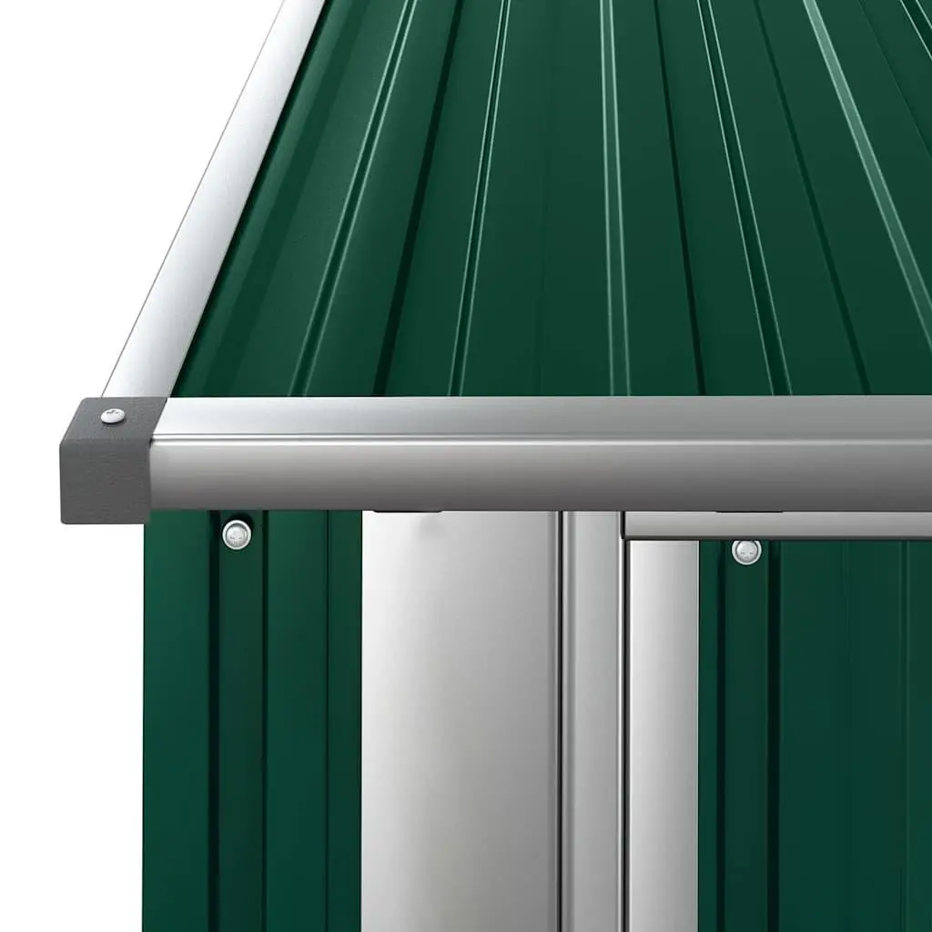 Garden Shed Green Outdoor Storage Galvanised Steel Lockable Door Sloping Roof