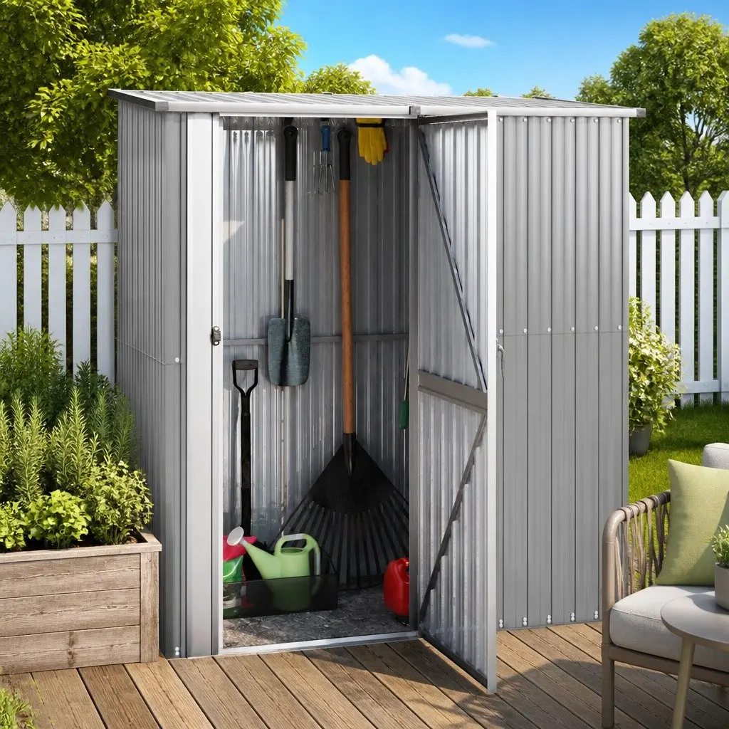 Garden Shed Outdoor Storage Tools Grey 180.5 x 97 x 209.5 cm