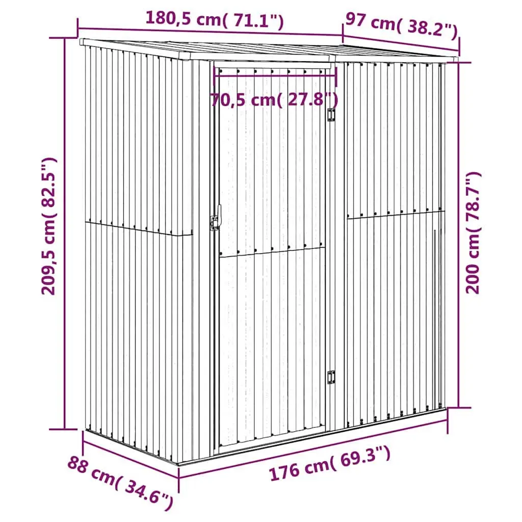 Garden Shed Outdoor Storage 180.5x97x209.5 cm Brown