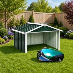 Robot Lawnmower Shed: 92 x 97 x 63 cm, Green Steel