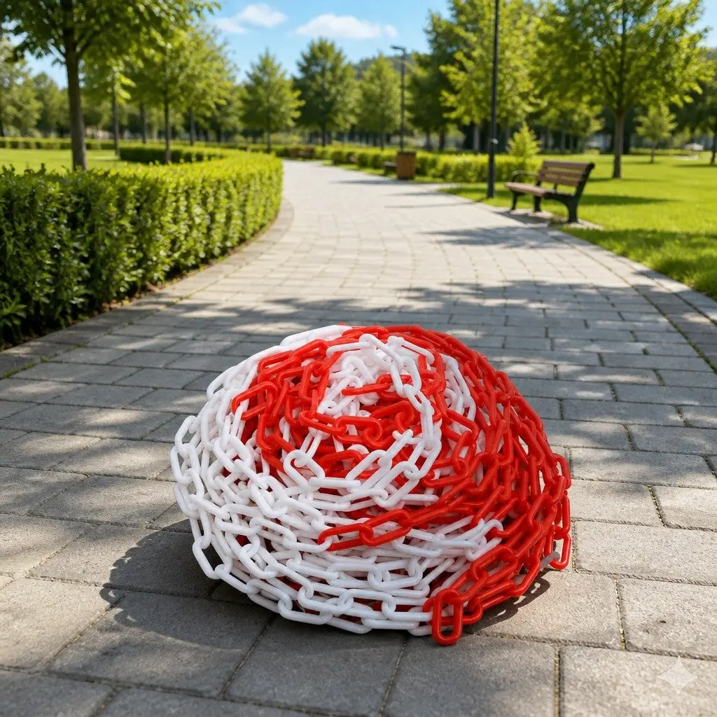 30 m Red White Warning Chain Barrier