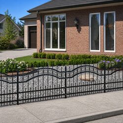 Garden Fence Panel Dimensions: 240 x 75 cm, Black Steel