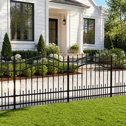 Black Steel Garden Fence Panel: 240 x 100 cm
