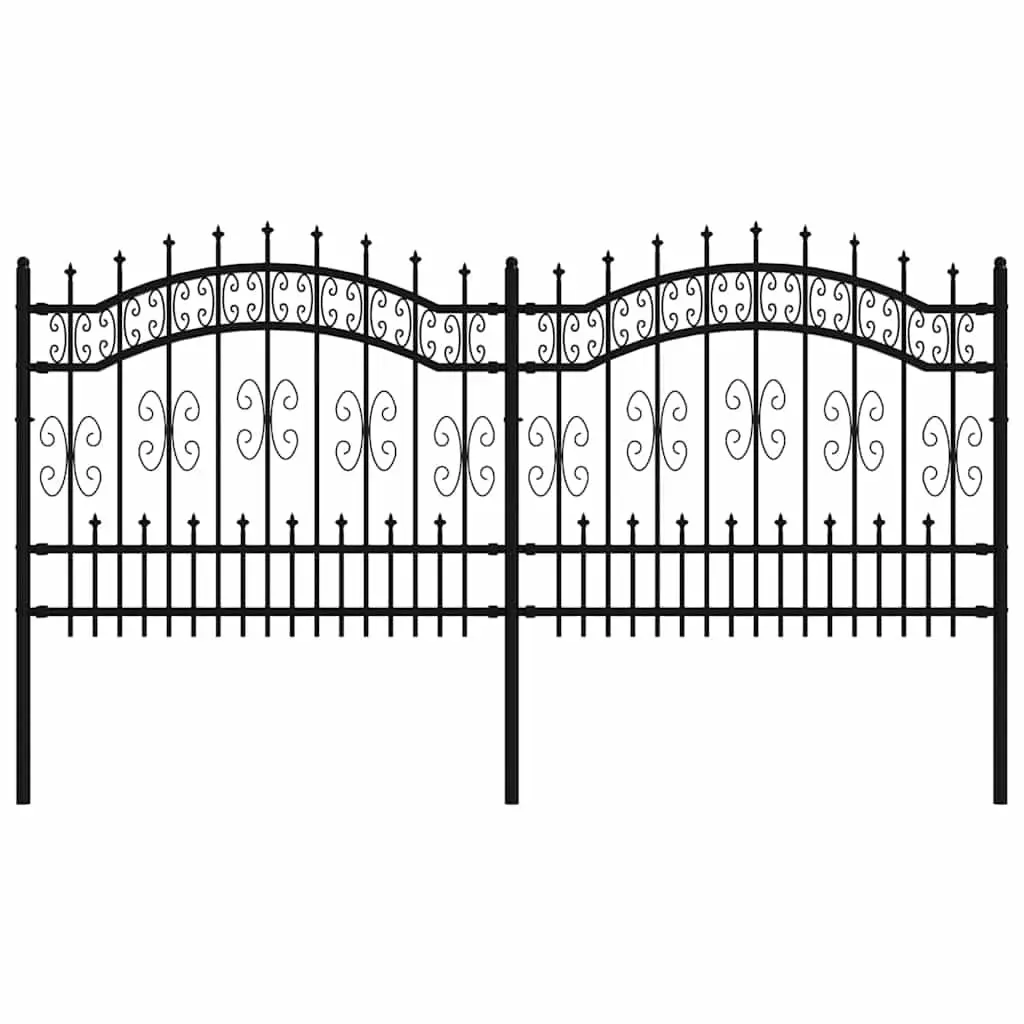 Garden Fence Panel Outdoor Perimeter Barrier Black Steel 240 x 100 cm