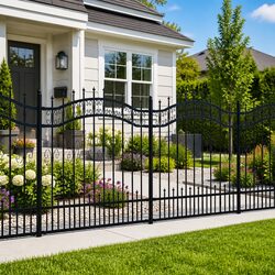 Black Steel Garden Fence Panel: 240 cm x 125 cm Dimensions