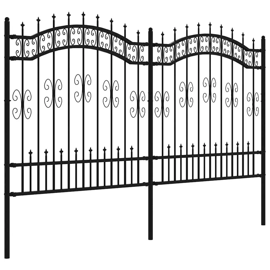 Garden Fence Panel Outdoor Perimeter Barrier Black Steel 240cm x 125cm