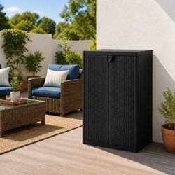 Storage Cabinet - Black PP Organizer with 2 Shelves