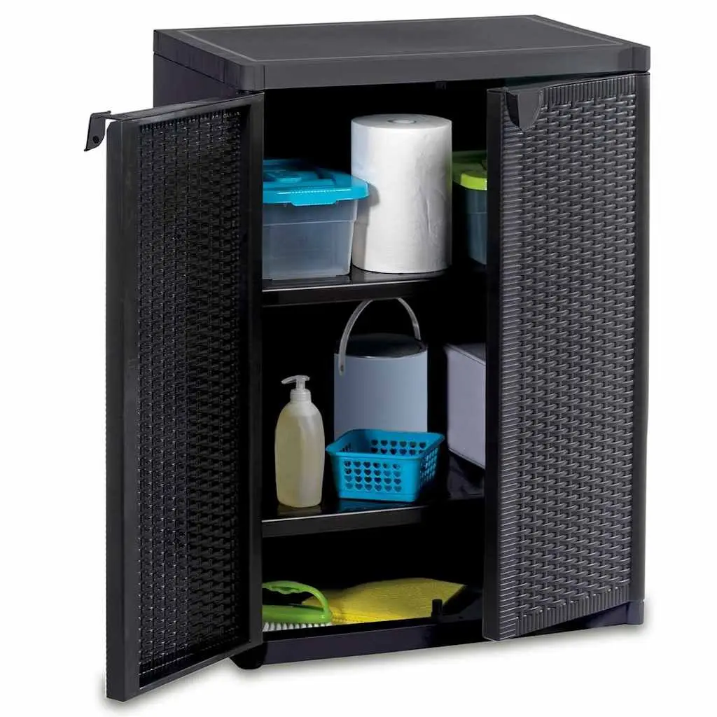 Storage Cabinet Black Indoor Outdoor Garden Patio Organizer 65 x 45 x 88 cm