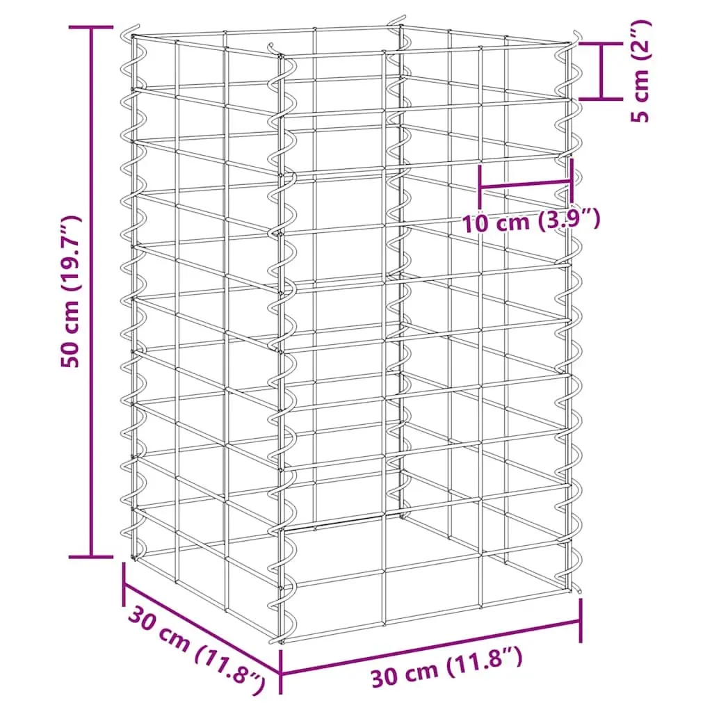 Gabion Raised Beds for Garden 30x30x50 cm Iron Planter