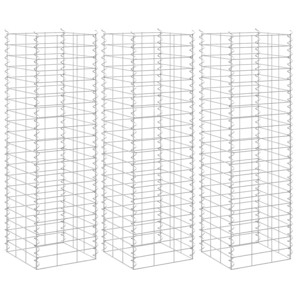 Gabion Raised Beds for Garden Landscaping 30x30x100 cm Iron Retaining Wall Planter Box 3 Piece